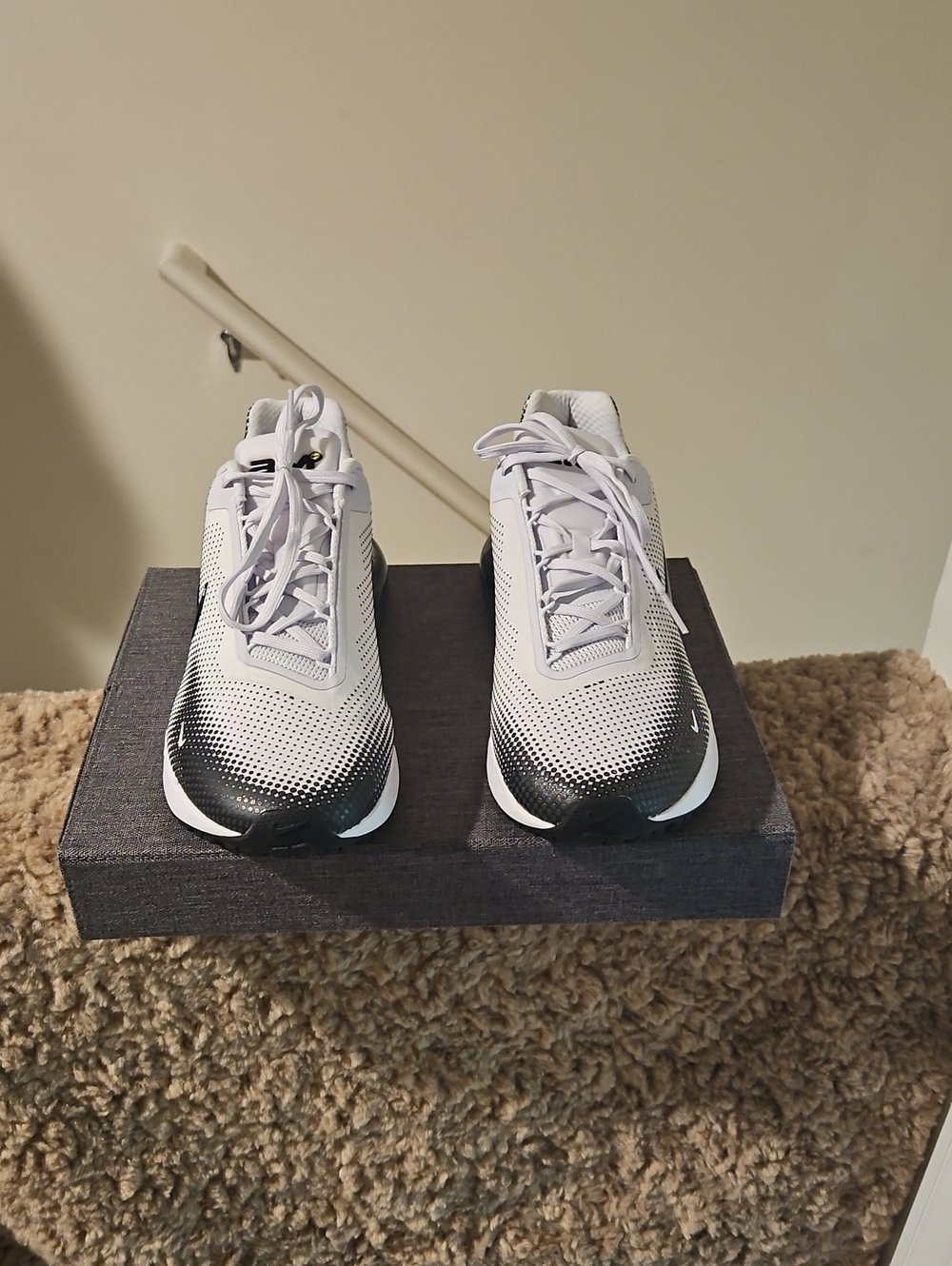 Unisex  White and Black Gradient Athletic Shoes New Never Worn